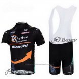 2012 Maillot Cyclisme Bianchi Noir et Orange Manches Courtes et Cuissard