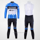 2012 Maillot Cyclisme Garmin Cervelo Blanc et Azur Manches Longues et Cuissard