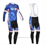 2013 Maillot Cyclisme FDJ Bleu Manches Longues et Cuissard