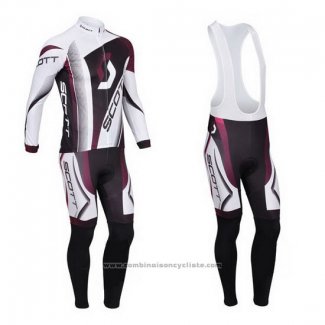 2013 Maillot Cyclisme Scott Blanc et Fuchsia Manches Longues et Cuissard