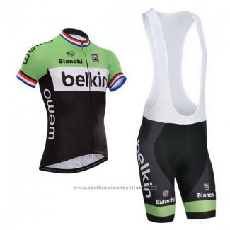 2014 Maillot Cyclisme Belkin Noir et Vert Manches Courtes et Cuissard