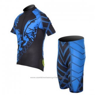 2014 Maillot Cyclisme Fox Cyclingbox Noir et Bleu Manches Courtes et Cuissard