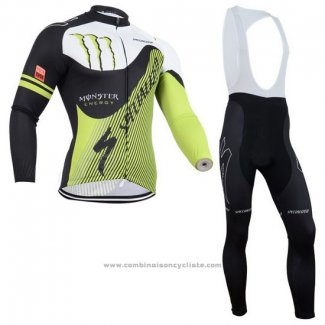 2014 Maillot Cyclisme Specialized Noir et Vert Manches Longues et Cuissard