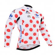 2015 Maillot Cyclisme Tour de France Blanc et Rouge Manches Longues et Cuissard