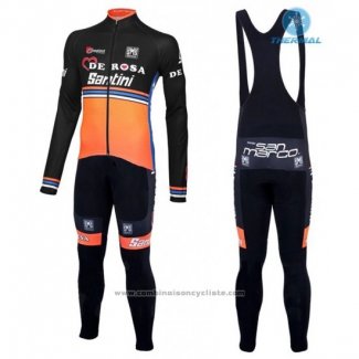 2016 Maillot Cyclisme De Rose Noir et Orange Manches Longues et Cuissard