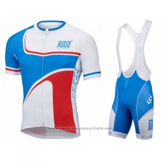 2016 Maillot Cyclisme Rose Blanc et Bleu Manches Courtes et Cuissard