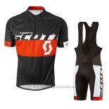 2016 Maillot Cyclisme Scott Noir et Rouge Manches Courtes et Cuissard