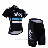 2016 Maillot Cyclisme Sky Blanc et Noir Manches Courtes et Cuissard