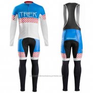 2016 Maillot Cyclisme Trek Bontrager Bleu et Blanc Manches Longues et Cuissard