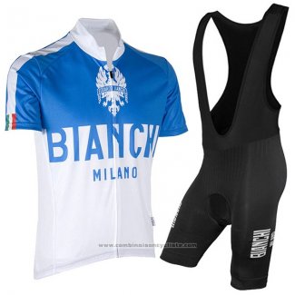 2017 Maillot Cyclisme Bianchi Milano Bleu Manches Courtes et Cuissard