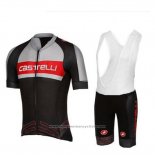 2017 Maillot Cyclisme Castelli Gris et Noir Manches Courtes et Cuissard