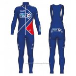 2017 Maillot Cyclisme FDJ Bleu Manches Longues et Cuissard