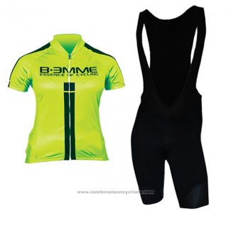 2017 Maillot Cyclisme Femme Biemme Vert et Noir Manches Courtes et Cuissard