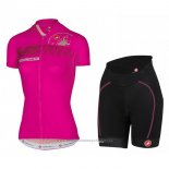 2017 Maillot Cyclisme Femme Castelli Rose Manches Courtes et Cuissard