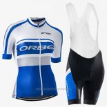 2017 Maillot Cyclisme Femme Orbea Bleu et Blanc Manches Courtes et Cuissard