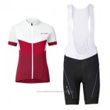 2017 Maillot Cyclisme Femme Vaude Blanc et Rouge Manches Courtes et Cuissard