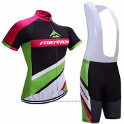 2017 Maillot Cyclisme Merida Rouge et Vert Manches Courtes et Cuissard