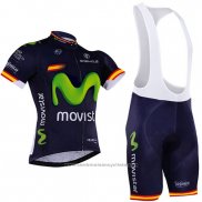 2017 Maillot Cyclisme Movistar Champion Espagne Manches Courtes et Cuissard