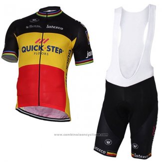 2017 Maillot Cyclisme Quick Step Floors Champion Belgique Manches Courtes et Cuissard