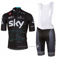 2017 Maillot Cyclisme Sky Noir Manches Courtes et Cuissard