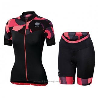 2017 Maillot Cyclisme Sportful Primavera Noir et Rouge Manches Courtes et Cuissard