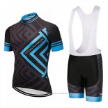 2018 Maillot Cyclisme CPL Noir et Bleu Manches Courtes et Cuissard