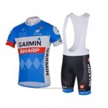 2018 Maillot Cyclisme Garmin Sharp Bleu Manches Courtes Cuissard