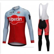 2018 Maillot Cyclisme Katusha Alpecin Rouge Manches Longues et Cuissard