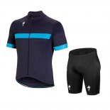 2018 Maillot Cyclisme Specialized Bleu Manches Courtes et Cuissard