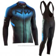 2019 Maillot Cyclisme Northwave Noir Bleu Manches Longues et Cuissard