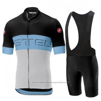 2019 Maillot Cyclisme Castelli Prologo 6 Noir Azur Blanc Manches Courtes et Cuissard