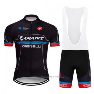 2019 Maillot Cyclisme Giant Castelli Noir Rouge Manches Courtes et Cuissard