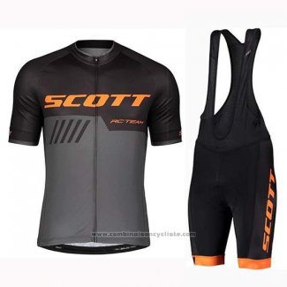 2019 Maillot Cyclisme Scott Noir Gris Manches Courtes et Cuissard