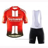 2019 Maillot Cyclisme Sunweb Orange Blanc Manches Courtes et Cuissard