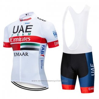 2019 Maillot Cyclisme UCI Monde Champion Uae Blanc Rouge Manches Courtes et Cuissard