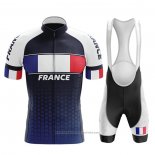 2020 Maillot Cyclisme Champion France Bleu Blanc Rouge Manches Courtes et Cuissard