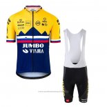 2020 Maillot Cyclisme Jumbo Visma Jaune Bleu Manches Courtes et Cuissard