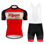 2020 Maillot Cyclisme Rolling Rouge Beige Manches Courtes et Cuissard