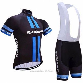 2021 Maillot Cyclisme Giant Alpecin Noir Bleu Manches Courtes et Cuissard