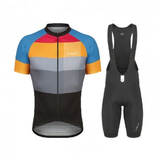 2021 Maillot Cyclisme de Marchi Jaune Bleu Gris Manches Courtes et Cuissard