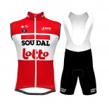 2022 Gilet Coupe-vent Lotto Soudal Rouge Manches Courtes et Cuissard