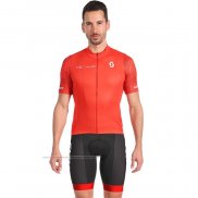 2022 Maillot Cyclisme Scott Rouge Manches Courtes et Cuissard