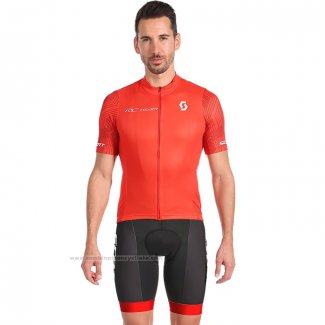 2022 Maillot Cyclisme Scott Rouge Manches Courtes et Cuissard