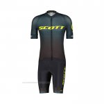 2022 Maillot Cyclisme Scott Vert Marron Manches Courtes et Cuissard