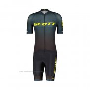 2022 Maillot Cyclisme Scott Vert Marron Manches Courtes et Cuissard