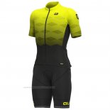 2023 Maillot Cyclisme ALE Jaune Manches Courtes Et Cuissard