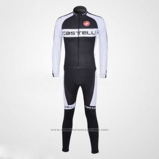 2011 Maillot Cyclisme Castelli Blanc et Noir Manches Longues et Cuissard