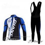 2011 Maillot Cyclisme Giant Noir Bleu Manches Longues et Cuissard