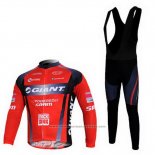 2011 Maillot Cyclisme Giant Noir et Rouge Manches Longues et Cuissard