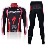 2011 Maillot Cyclisme Specialized Rouge et Noir Manches Longues et Cuissard